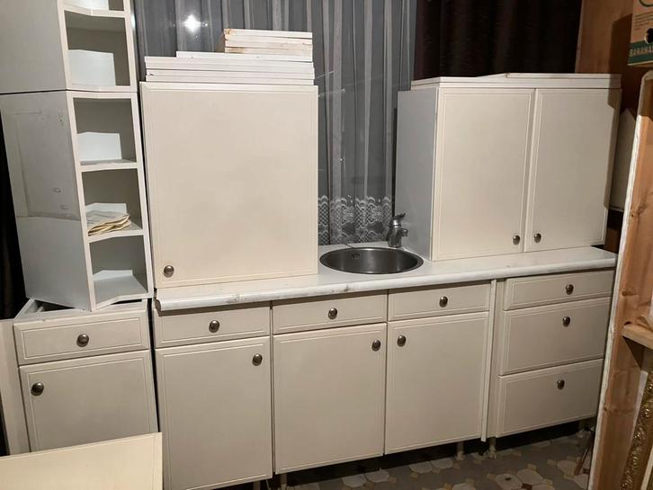 Keuken, Maison & Meubles, Cuisine | Cuisines complètes, Utilisé, Cuisine d'angle, Crème, Bois, Enlèvement