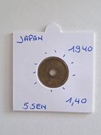 Japan 5 sen 1940 geres luc, Postzegels en Munten, Munten | Azië, Ophalen of Verzenden
