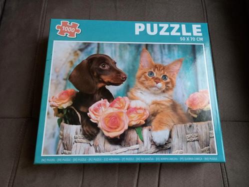 Puzzle 1000 pièces - Chien et chat, Hobby & Loisirs créatifs, Sport cérébral & Puzzles, Comme neuf, Puzzle, 500 à 1500 pièces