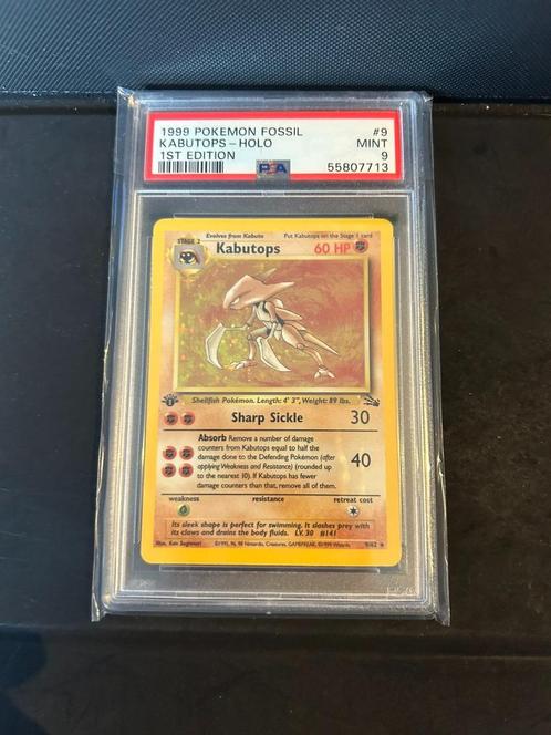 9/62 kabutops 1e psa 9 € 175,00 holo, Hobby en Vrije tijd, Verzamelkaartspellen | Pokémon, Losse kaart, Ophalen of Verzenden