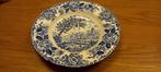 blauw sierbord  landschap met bloemen op boord. English Styl, Ophalen