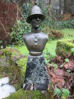 Bronzen buste Belgische brandweerman op marmeren voet 22 cm., Ophalen of Verzenden