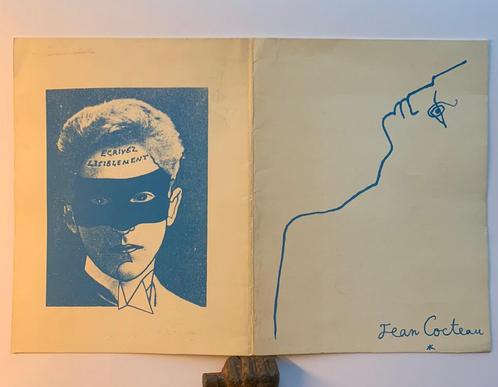 Jean Cocteau - uitnodiging tentoonstelling 1973, Antiek en Kunst, Kunst | Litho's en Zeefdrukken, Ophalen of Verzenden
