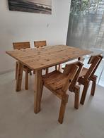 Design tafel hout Industriell met 4 stoelen Piet Hein Eek, Huis en Inrichting, Tafels | Eettafels, Ophalen of Verzenden, Zo goed als nieuw