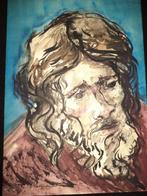 1976 Edmond Dubrunfaut kop portret man gouache, Lavis n 10, Antiek en Kunst, Ophalen of Verzenden