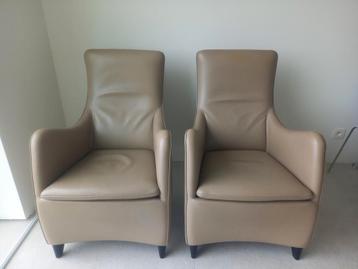 Set top design fauteuils WITTMANN Senta in taupe leder beschikbaar voor biedingen