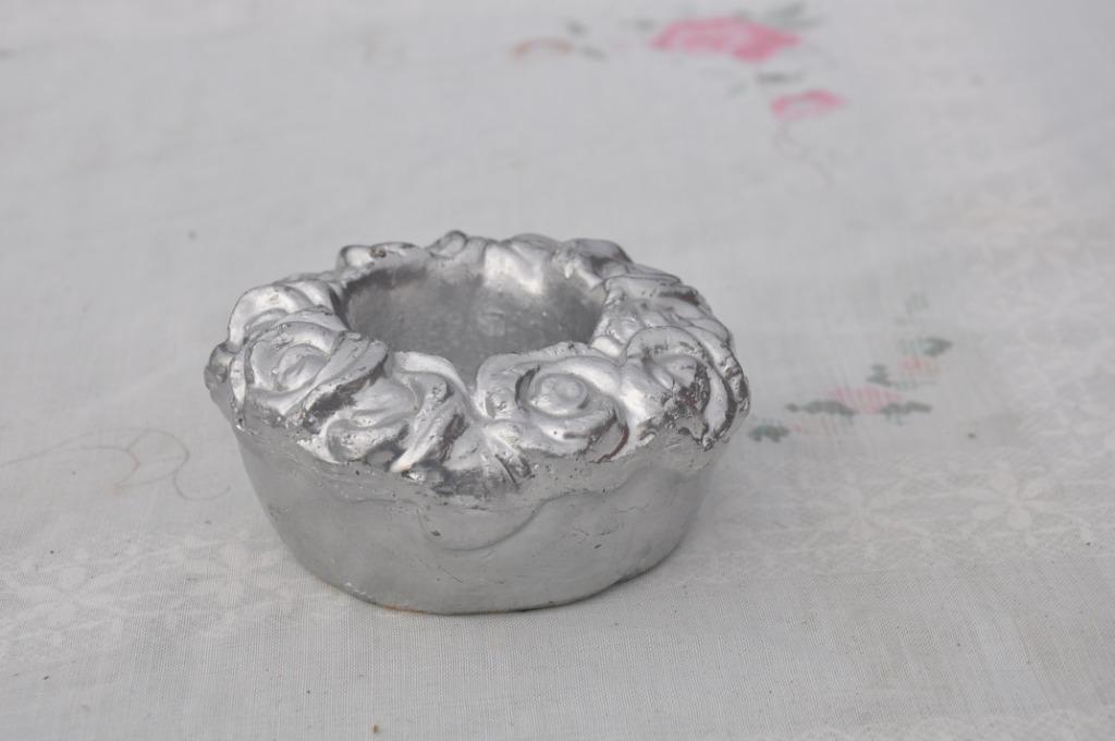 bougeoir de table rond argenté, Enlèvement ou Envoi, Utilisé, Argent, Bougie