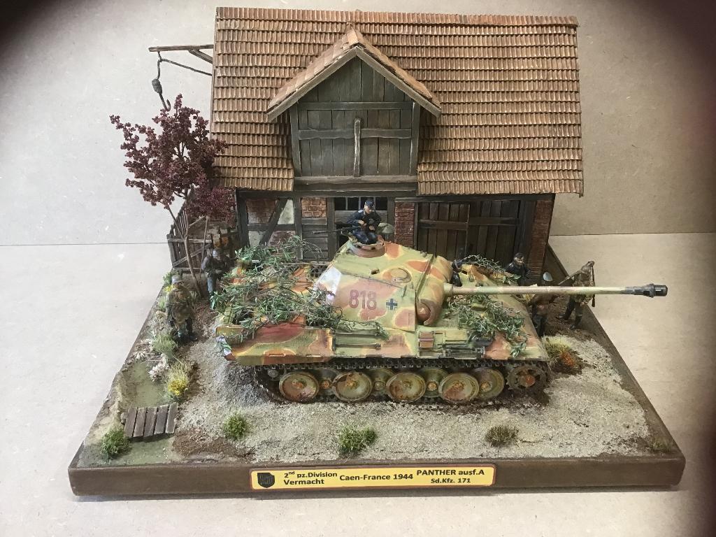 diorama militaire panther ausf.A 2nd pz.div. vermacht, Ophalen, Zo goed als nieuw, 1:35 tot 1:50, Diorama