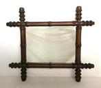 Antieke Houten Faux Bamboe Bambou Spiegel 43x38cm, Ophalen of Verzenden