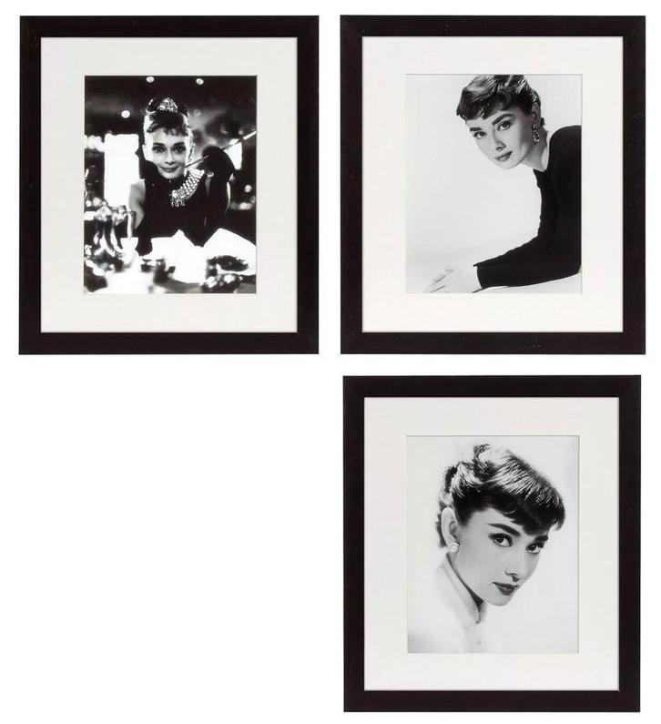 Audrey Hepburn prints SET van 3 van het luxe merk Eichholtz, Collections, Photos & Gravures, Comme neuf, Photo, Autres sujets/thèmes