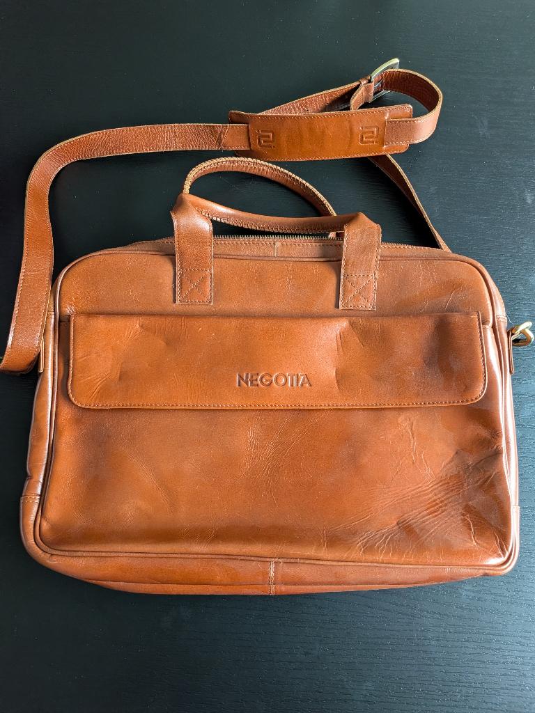 Negotia Orden echt lederen laptoptas (16"), Computers en Software, Laptoptassen, Zo goed als nieuw, Aktetas, 16 inch, Ophalen of Verzenden