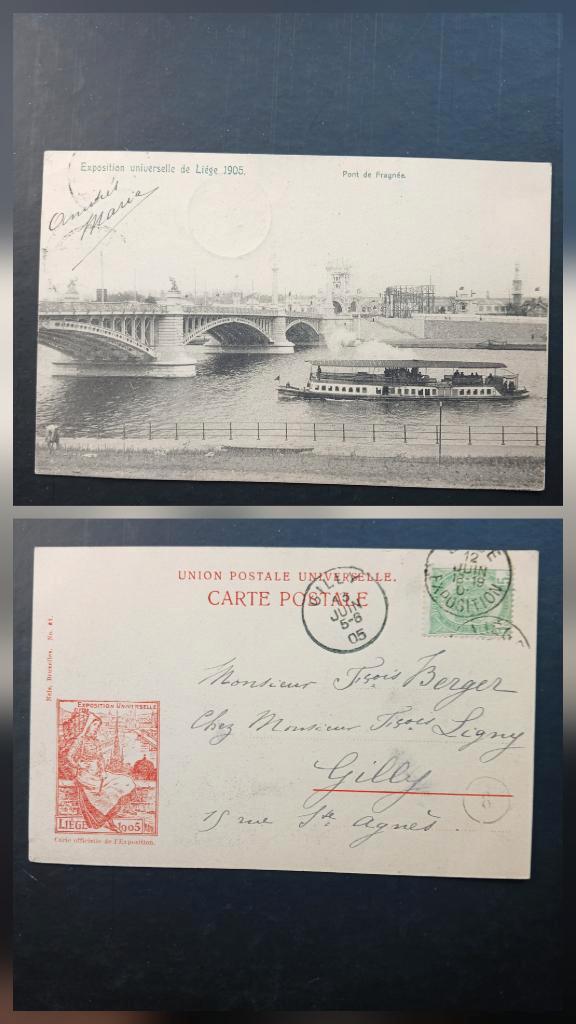 Carte postale ancienne Liège 1905, Collections, Cartes postales | Belgique, Affranchie, Liège, Avant 1920, Enlèvement ou Envoi