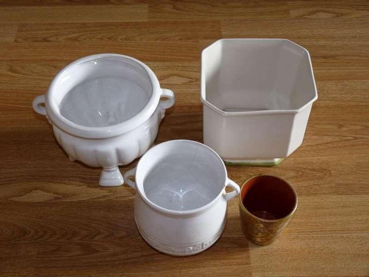 Lot van 4 bloempotten, Tuin en Terras, Bloempotten, Gebruikt, Terracotta, Binnen, Minder dan 40 cm, Ophalen of Verzenden