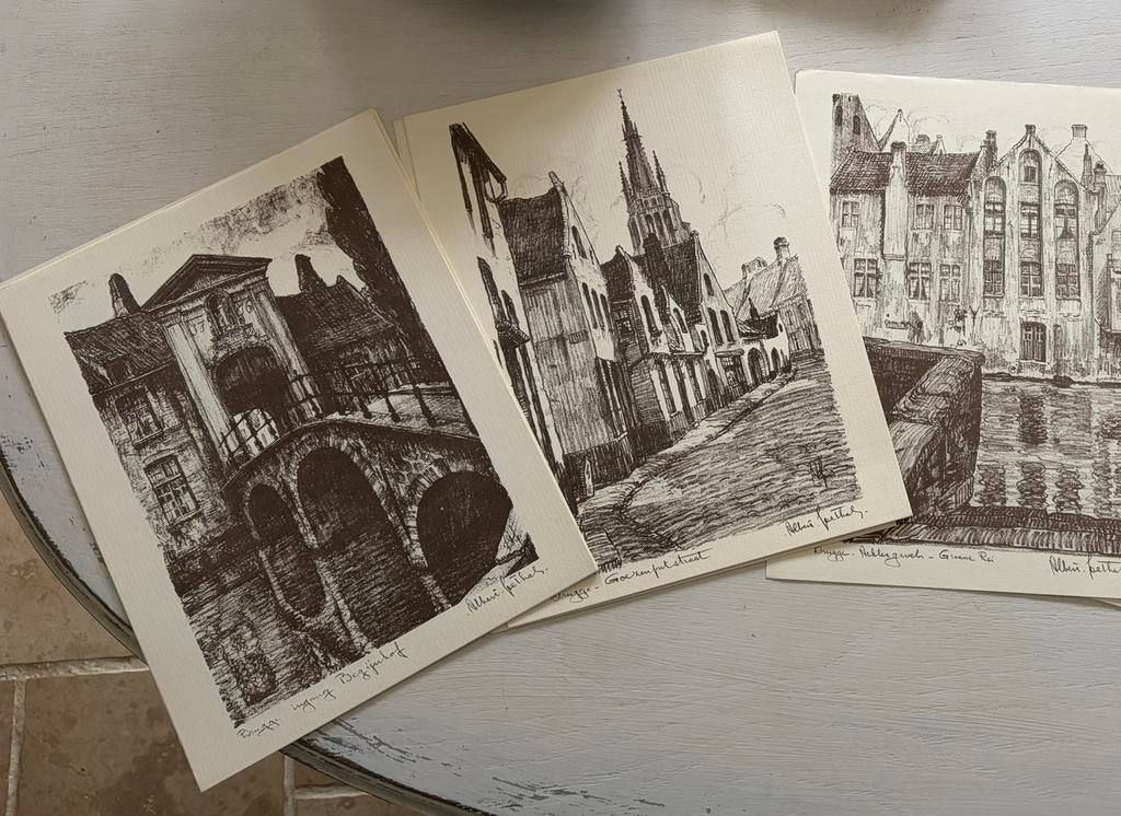 Originele afdrukken van BRUGGE van Albert Goethals, Antiek en Kunst, Kunst | Etsen en Gravures, Ophalen