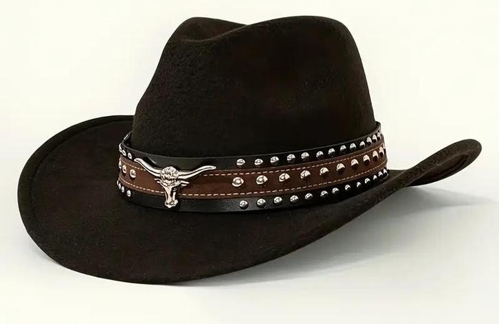 Cowboyhoed Metallic geknoopte Stierenkop Riem Zwart (Nieuw), Kleding | Heren, Hoeden en Petten, Nieuw, Ophalen of Verzenden