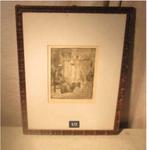 Mooi Oude Ets 'Vrouw in de Huiskamer' - V Buys, Antiek en Kunst, Ophalen of Verzenden