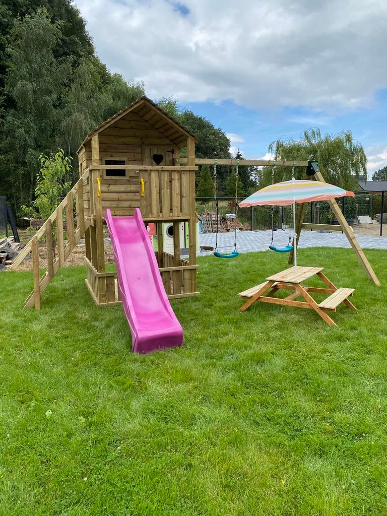 Speelhuisjes handgemaakt, Enfants & Bébés, Jouets | Extérieur | Aires de jeux, Neuf, Toboggan, Filet à grimper, Corde d'escalade