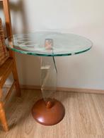 Glazen tafeltje, Huis en Inrichting, Tafels | Bijzettafels, Ophalen, Zo goed als nieuw, Rond, Glas