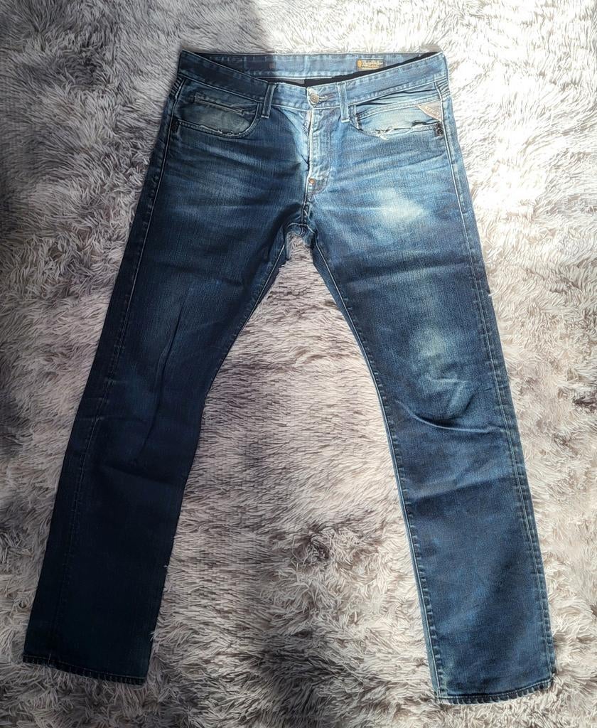 Blauwe jeans van Replay Jennon — normale slanke pasvorm — W3, Ophalen of Verzenden, Blauw