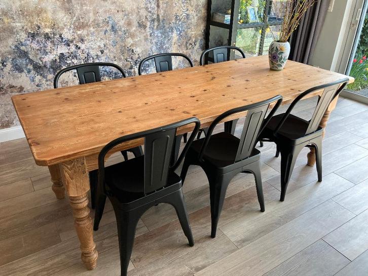 Set van 6 tolix-stijl stoelen, Huis en Inrichting, Stoelen, Gebruikt, Vijf, Zes of meer stoelen, Metaal, Zwart, Ophalen