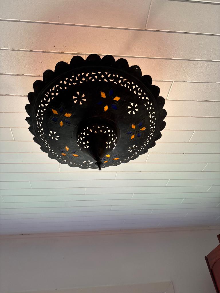 Marokkaanse hanglamp, Huis en Inrichting, Lampen | Hanglampen, Gebruikt, Glas, Metaal, Overige materialen, Ophalen of Verzenden