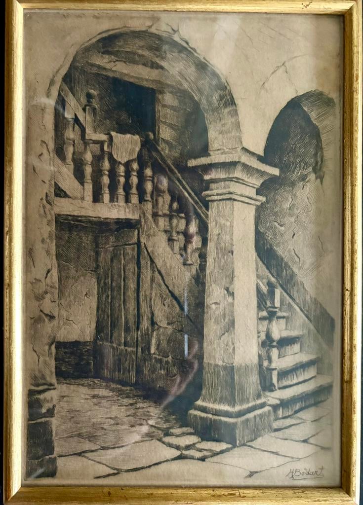 Pentekening Henry Bodart, Antiek en Kunst, Kunst | Etsen en Gravures, Ophalen