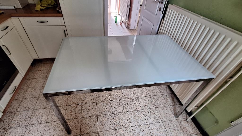 Table de cuisine, avec dessus en verre mat, Enlèvement, Utilisé, Verre