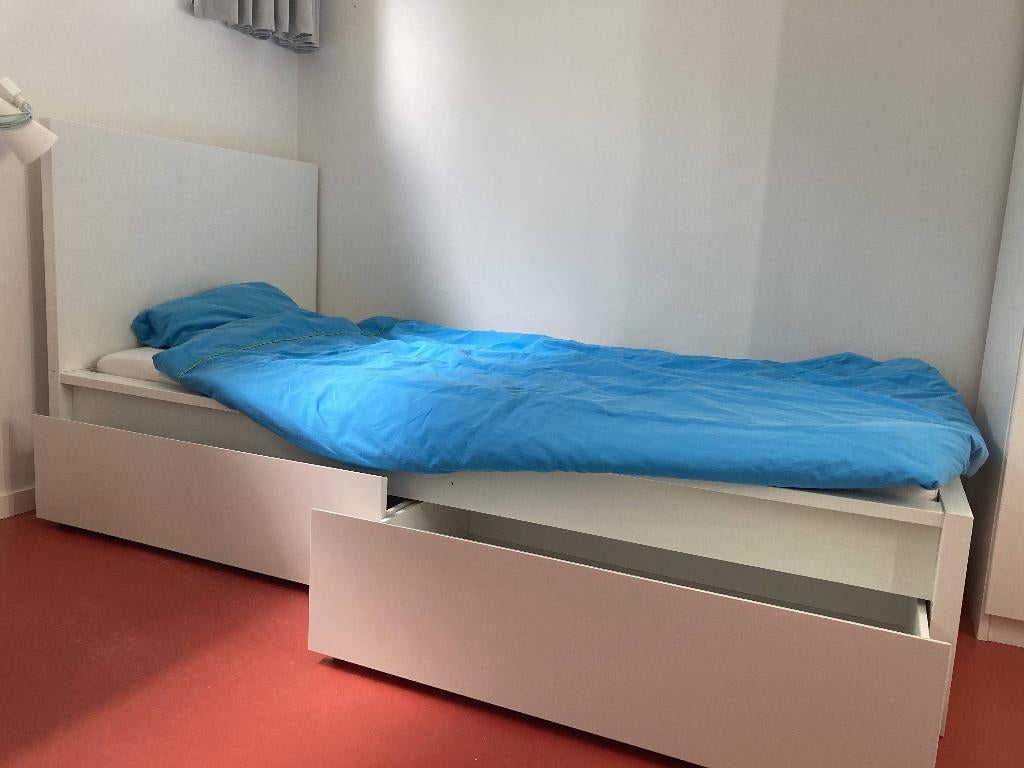 Malm 1 lit avec 2 tiroirs, Maison & Meubles, 90 cm, Enlèvement, 200 cm, Une personne