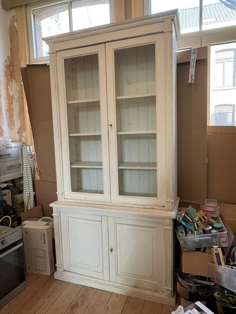 Landelijke witte kast in eik, Huis en Inrichting, Ophalen, 100 tot 150 cm, 200 cm of meer, Eikenhout