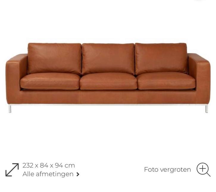 Prachtig Salon Massimo Dutti leder 3.5 zit en poef ,nieuw, Maison & Meubles, Canapés | Salons, Comme neuf, Enlèvement