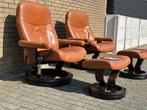 Klassevolle set van 2 Ambassador Stressless fauteuils, Huis en Inrichting, Fauteuils, Ophalen, Zo goed als nieuw, Leer