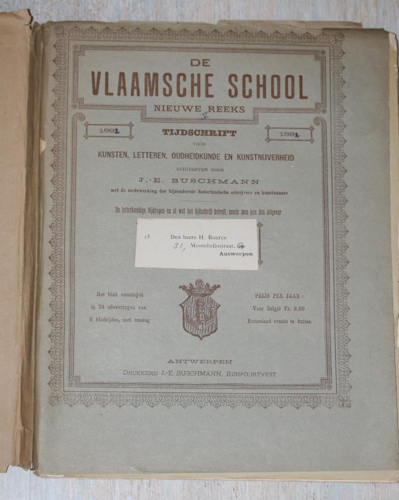 De Vlaamsche School 1892 tijdschrift Kunst, Antiek en Kunst, Antiek | Boeken en Manuscripten, Ophalen of Verzenden