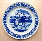 Groot Delfts blauw sierbord Nederland boer boerin ganzen, Ophalen of Verzenden