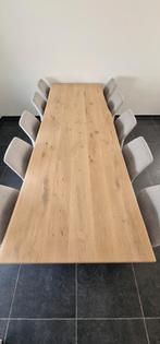 Massieve eiken eettafel 300x100 + 10 design stoelen – TOP st, Huis en Inrichting, Tafels | Eettafels, Ophalen, Eikenhout