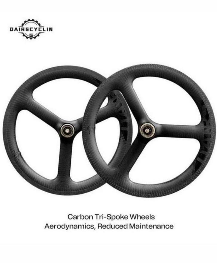Tri-spoke Carbon velgen voor Brompton (Splinternieuw), Fietsen en Brommers, Fietsonderdelen, Nieuw, Algemeen, Wiel, Ophalen of Verzenden