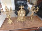 antiek schouwgarnituur klok + 2 kandelaren, hoogte klok 60cm, Antiek en Kunst, Ophalen
