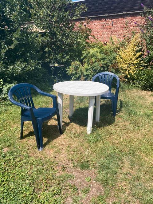 Set tuintafel + 2 stoelen, Tuin en Terras, Tuinstoelen, Gebruikt, Ophalen