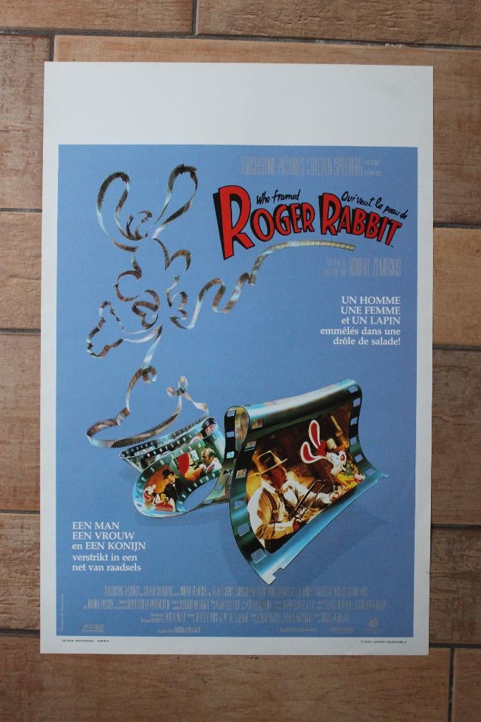 filmaffiche Who Framed Roger Rabbit 1988 filmposter, Verzamelen, Rechthoekig Staand, Ophalen of Verzenden, Zo goed als nieuw, A1 t/m A3