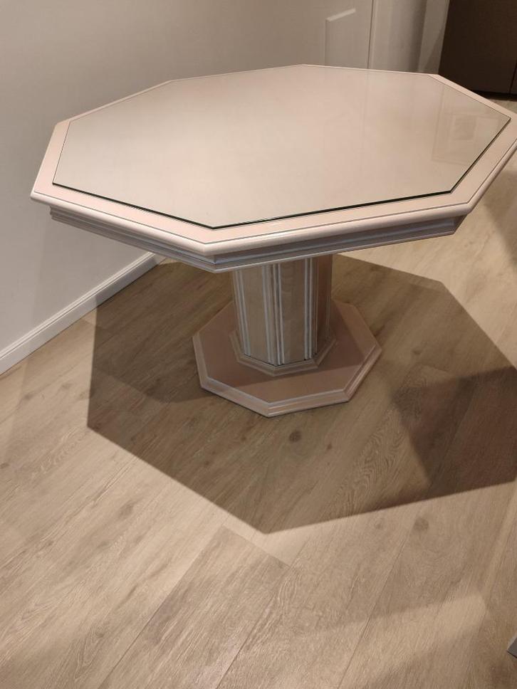 Prachtige eettafel met glazen beschermblad, Huis en Inrichting, Tafels | Eettafels, Vierkant, Ophalen