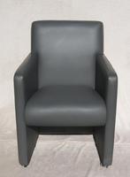 Vier (4) lederen stoelen op wieltjes in muisgrijs/bruinig, Ophalen, Bruin, Leer, Vier