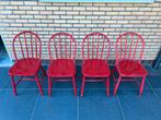 Set van 4 stijlvolle rode stoelen, Huis en Inrichting, Ophalen, Zo goed als nieuw, Rood, Hout