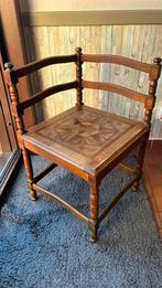 Antiek hoekstoeltje met parketerie – eik – inlegwerk, Antiek en Kunst, Ophalen