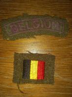 Belgische armtitel en vlag 1945 model, Ophalen of Verzenden, Landmacht, Embleem of Badge