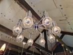 Grote plafondlamp/kroonluchter in verchroomd metaal en bubbe, Ophalen