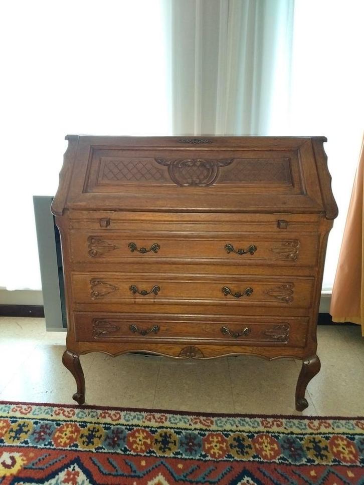 Vintage bureau of secretaire in vol hout., Huis en Inrichting, Kasten | Secretaires, Gebruikt, Ophalen