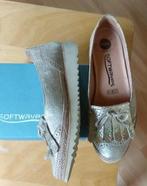 Softwaves goud zilver leren loafers mocassins instappers 39, Instappers, Ophalen of Verzenden, Zo goed als nieuw, Softwaves