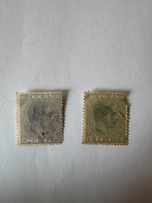 Lot 2 antieke postzegels Cuba 19e eeuw een c. van peso & 5c, Postzegels en Munten, Postzegels | Amerika, Ophalen of Verzenden