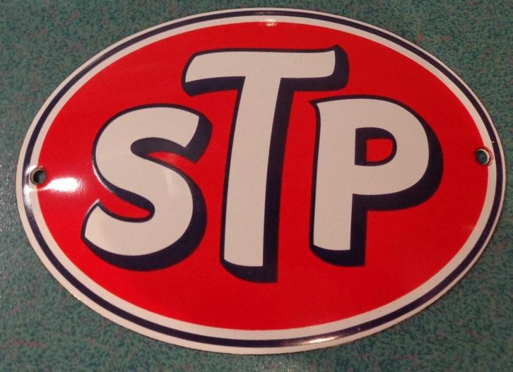 STP emaillen reclame bordje retro decoratie auto motor olie, Verzamelen, Merken en Reclamevoorwerpen, Zo goed als nieuw, Ophalen of Verzenden