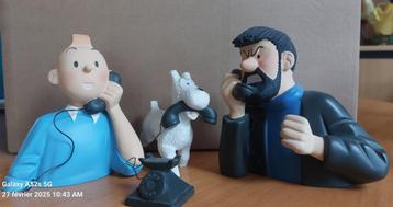 Tintin milou Haddock téléphone, Enlèvement ou Envoi, Tintin, Comme neuf, Statue ou Figurine