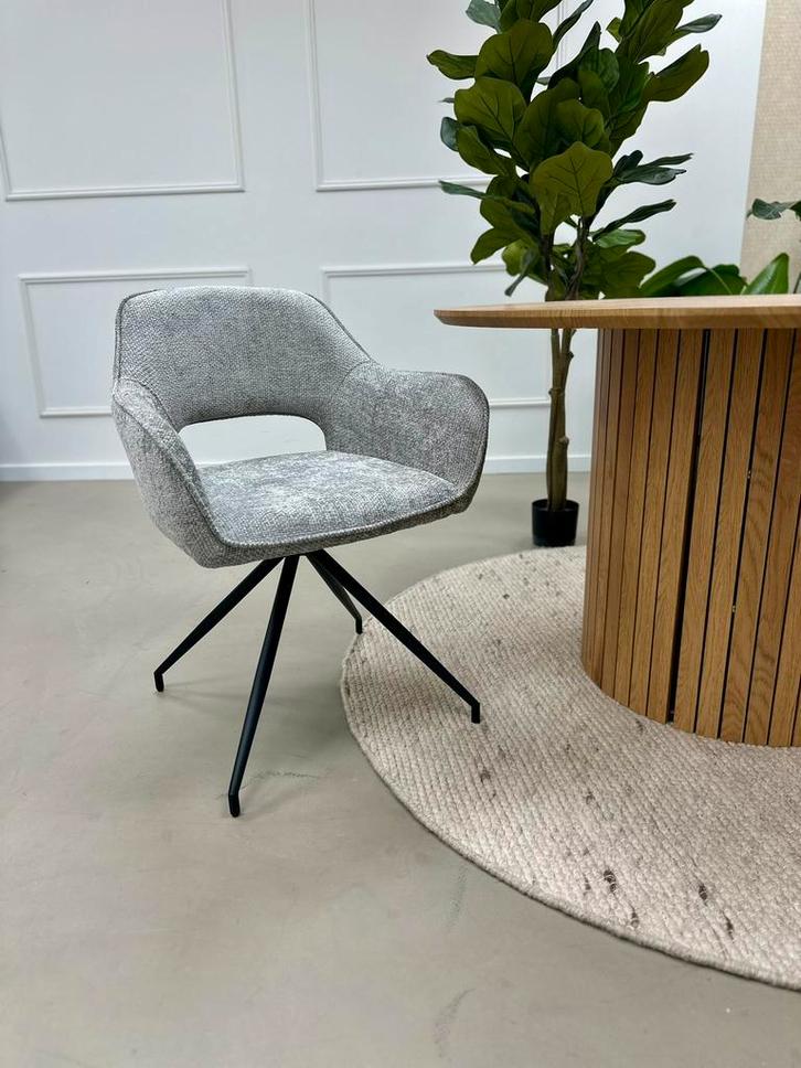8x Luxe draaistoelen - Nieuw in doos - Direct leverbaar, Huis en Inrichting, Stoelen, Nieuw, Vijf, Zes of meer stoelen, Stof, Grijs